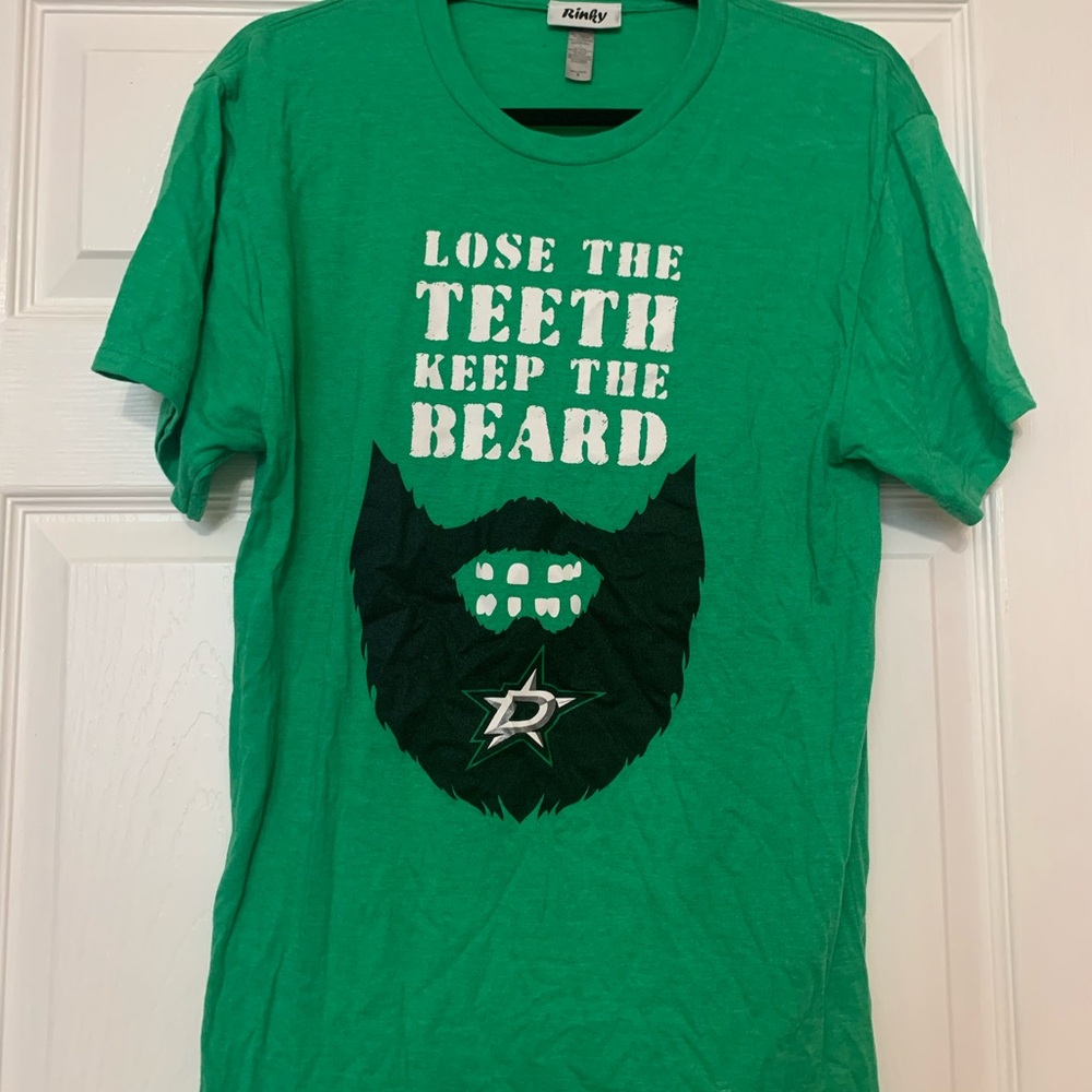 Dallas Stars Green Graphic T-Shirt with Beard Design